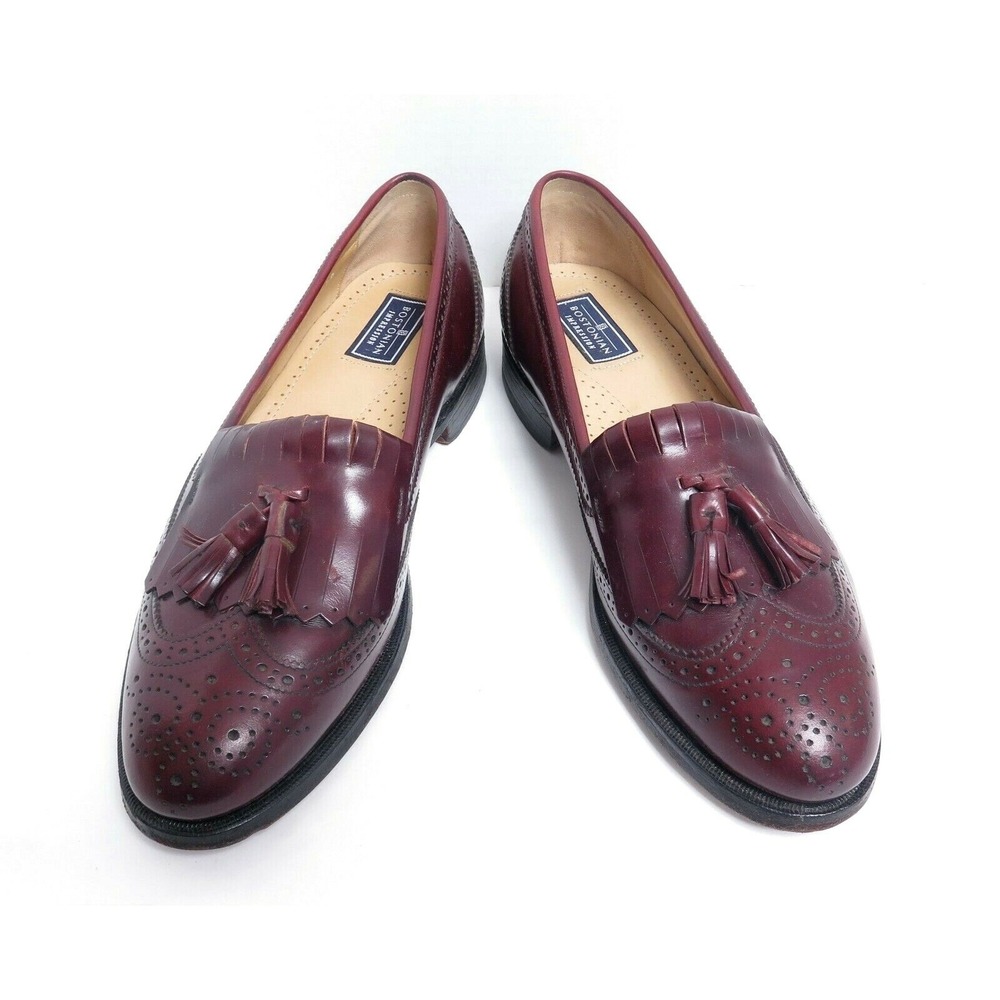 Bostonian Mens Burgundy Tassel Wingtip Loafer Dress Shoes Sz 10